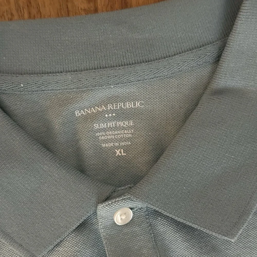 Banana Republic Pique Polo Shirt Slim Fit Blue Organic Cotton‎ Sz XL NWT Preppy